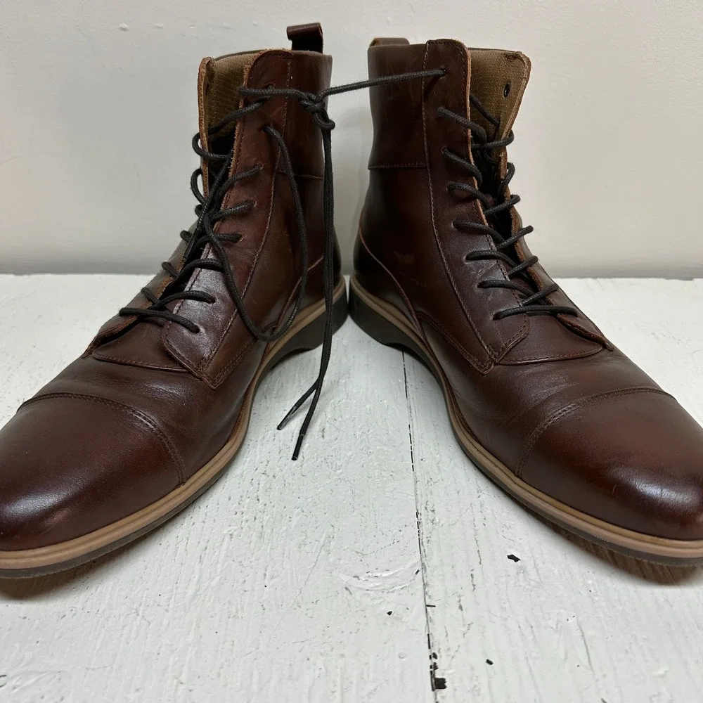 Amberjack Men's The Boot Chestnut Brown Leather Lace Up‎ Ankle Boots Size 11 M